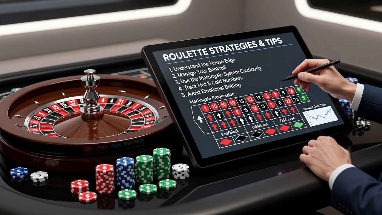 Online roulette interface showing betting options and statistics panel