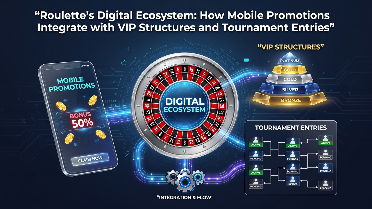 Mobile roulette interface showing promotional banners linked to VIP tiers and tournament lobbies