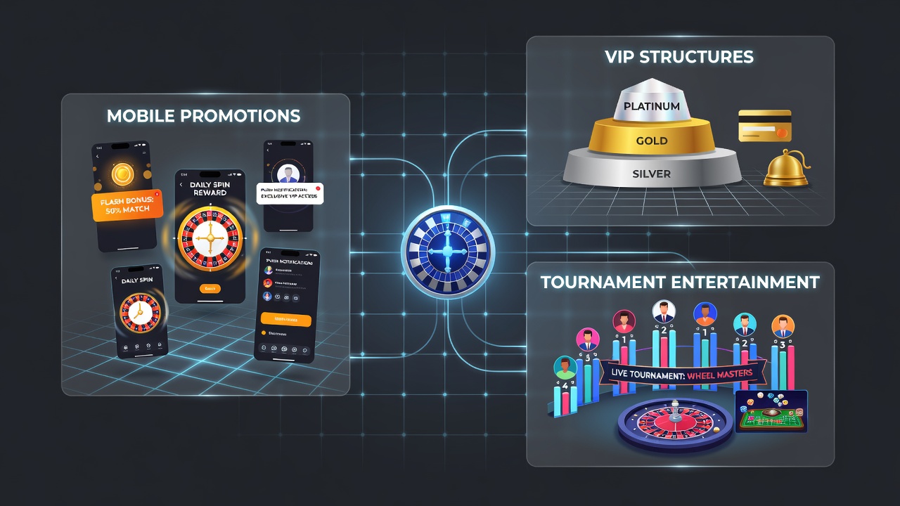 VIP dashboard displaying tier progression connected to tournament qualification and mobile bonus history