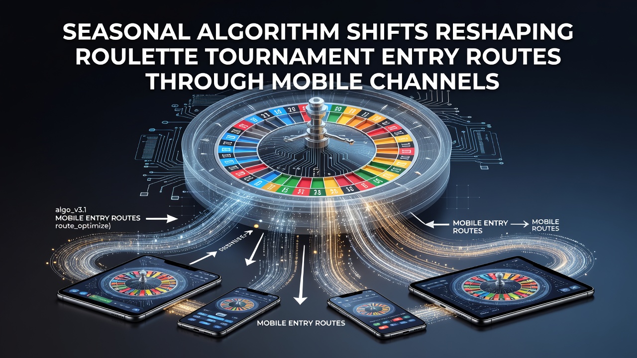 Mobile roulette tournament entry screens displaying seasonal algorithmic adjustments and player routing pathways