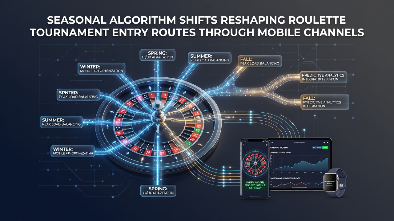 Analytics dashboard showing mobile roulette tournament traffic patterns and seasonal algorithm performance metrics