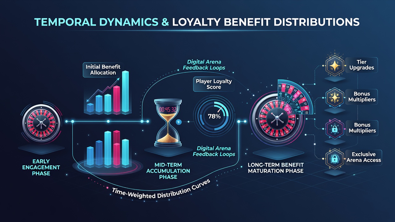 Analytics dashboard showing temporal patterns in roulette player loyalty metrics